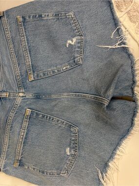 Agolde Light Blue High-Rise Distressed Denim Shorts